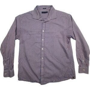 Tommy Hilfiger Slim Fit Dress Shirt Mens 16.5‎ 34-35 Red Blue Checker Pattern